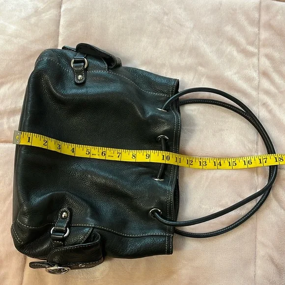 Luce genuine leather purse shoulder hand bag medium black bucket cinch style - Picture 16 of 16